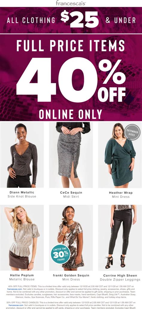 francesca clothing near me coupons