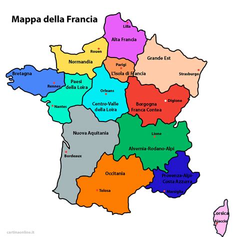 francia mappa regioni