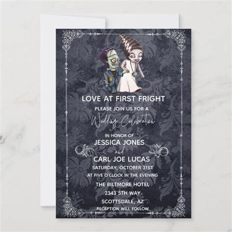 Frankenstein and Bride Couple's Wedding Shower Invitation