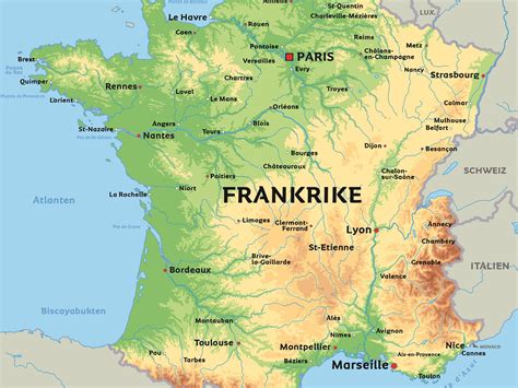 Karta Frankrike se till exempel Paris, Nice och Strasbourg