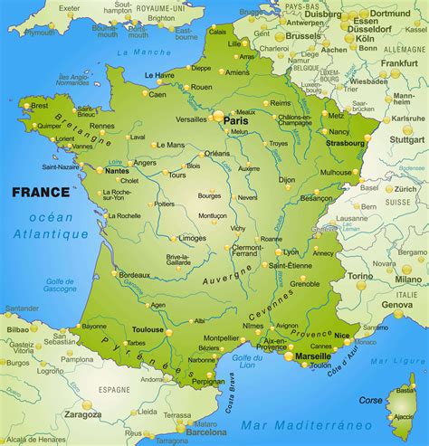 Frankrike Kart Kart over Frankrike og europa Frankrike og europa