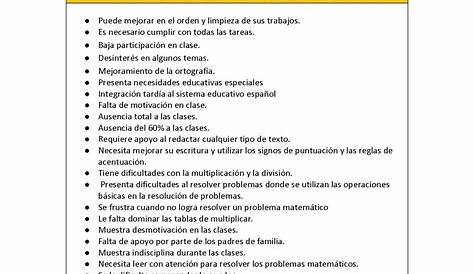 Ejemplos Frases Para Fichas Descriptivas De Alumnos De Primaria