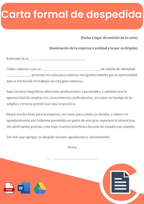 Carta de Despedida ã€ Ejemplos y Formatos ã€‘Word, PDF