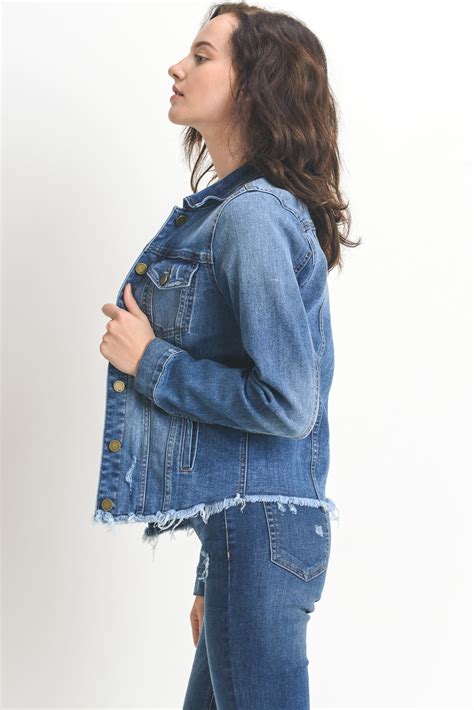 frayed hem denim jacket