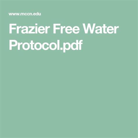 Frazier Free Water Protocol Printable: Tips And Tricks For Staying Hydrated