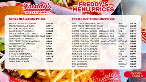 freddy's restaurant menu prices