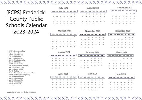 frederick county school calendar 2024