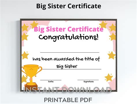 Free Printable Big Sister Sign My Someday in May