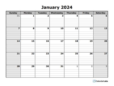 Free Blank Monthly Calendar 2024