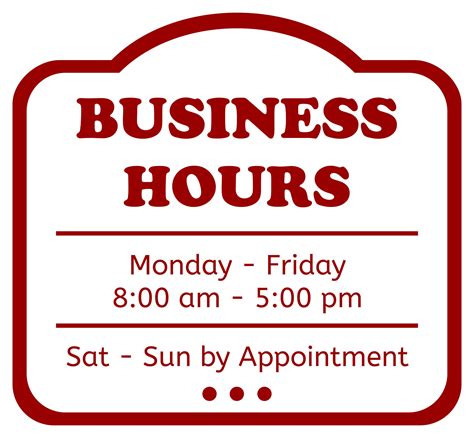 free business hours sign template