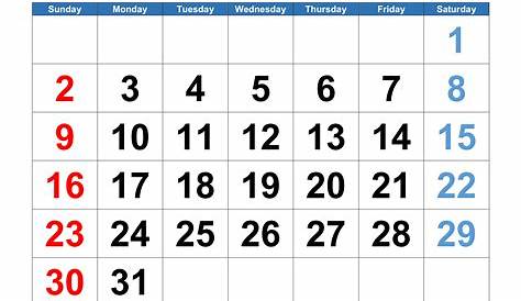 Simple Monthly Calendar 2022 large box on each day for notes. | Free