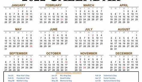 Printable Yearly Calendars 2022 | Free Letter Templates