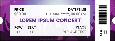 Concert Ticket Templates for MS Word Formal Word Templates