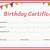 free customizable birthday certificate template