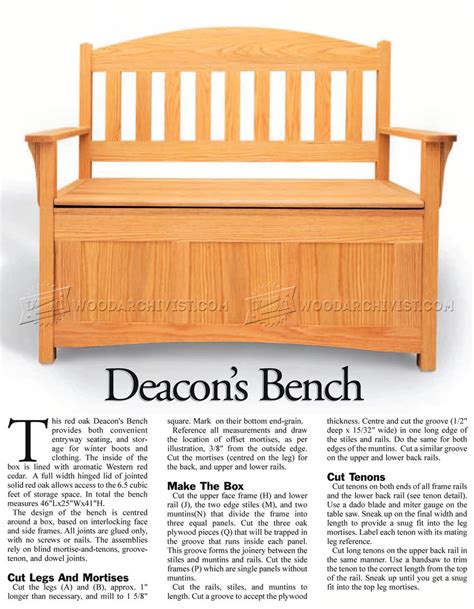 Deacon Bench Plans PDF Woodworking
