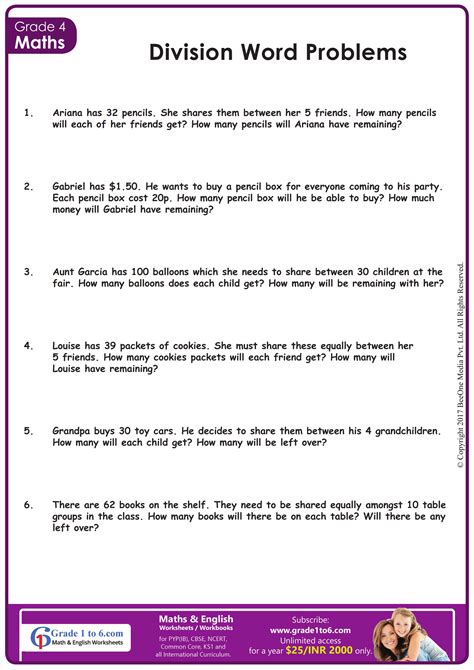 Classroom Math Division Word Problems Worksheets 99Worksheets
