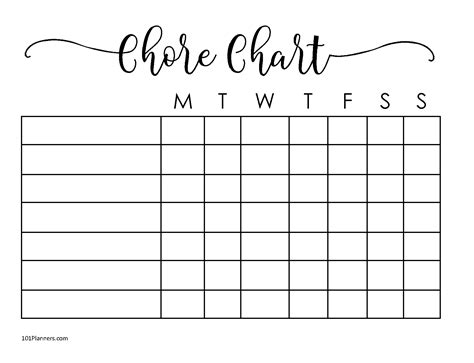 Free Printable Chore Charts For Adults room