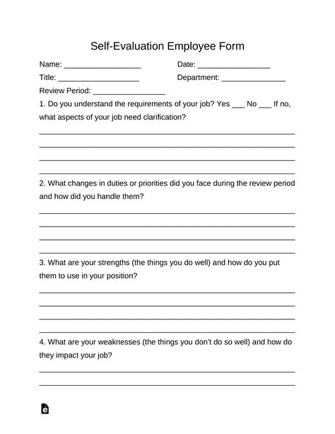 Sample Employee Self Evaluation Form 14+ Free Documents in Word, PDF