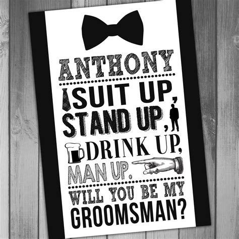 Free Groomsman Card Template Of Diy Printable Personalized Will You Be