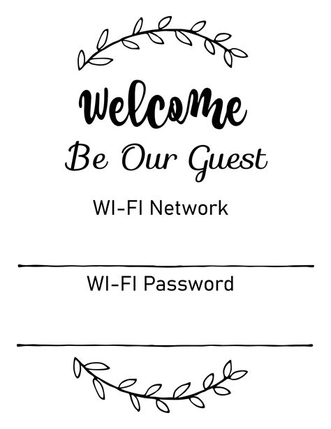 Wifi Password print sign, Guest room, bedroom, office Wifi, printable