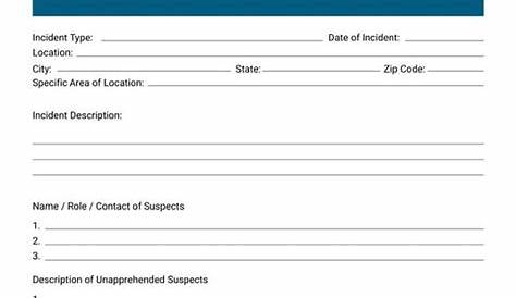 Free Incident Report Template Pdf