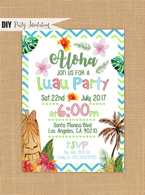 FREE Hawaiian Invitation Templates FREE Printable Birthday Invitation