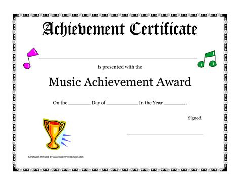 Free Printable Music Certificates Printable Templates