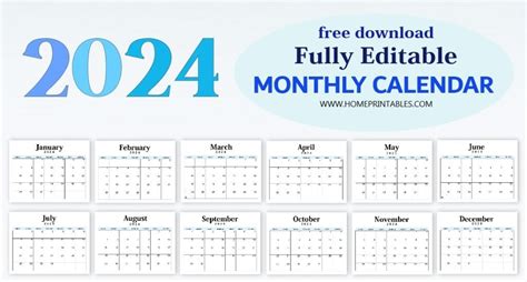 Free Online Editable Calendar 2024