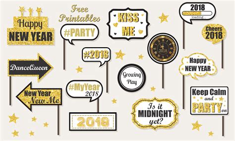 Photo booth props New Years Eve 2020 (free printable)