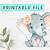 free pink elephant baby shower printables
