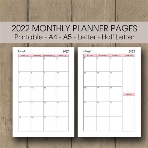 2022 Calendar Printable Free Template Paper Trail Design [Video