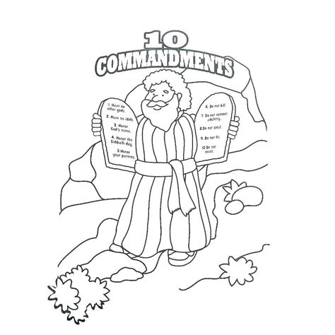 Moses receives the Ten Commandments. Bible coloring page Sunday