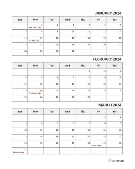 Free Printable 3 Month Calendar 2024