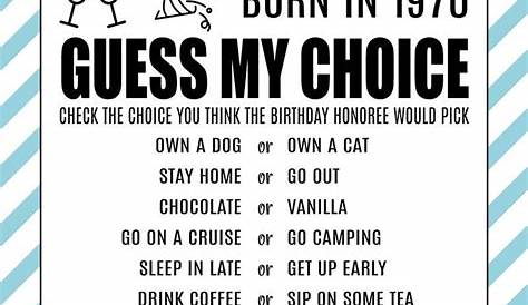 Birthday Quiz, 50th Birthday Party Games, Anniversary Party Games, 90th