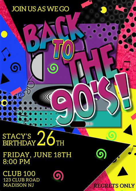 90s Party Invitations Template Free Of 90s Birthday Invitation