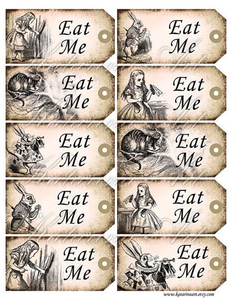 Eat me Alice in Wonderland gift Hang Tags printable door KatarinaArt