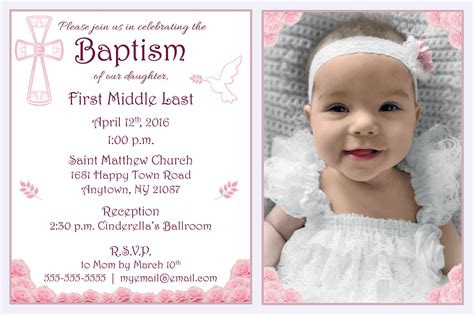 Floral Baptism Invitation Template, TRY BEFORE You BUY, Printable