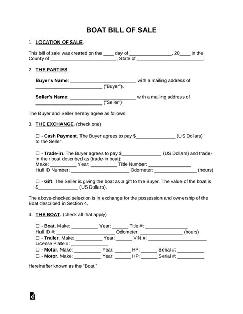 Free Boat (Vessel) Bill of Sale Forms How to Fill (Word PDF)