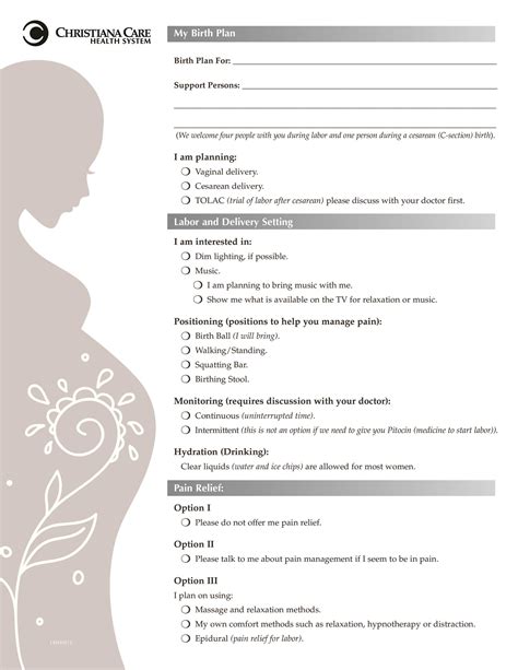 Free Birth Plan Template! Download + Print — Christine Keys