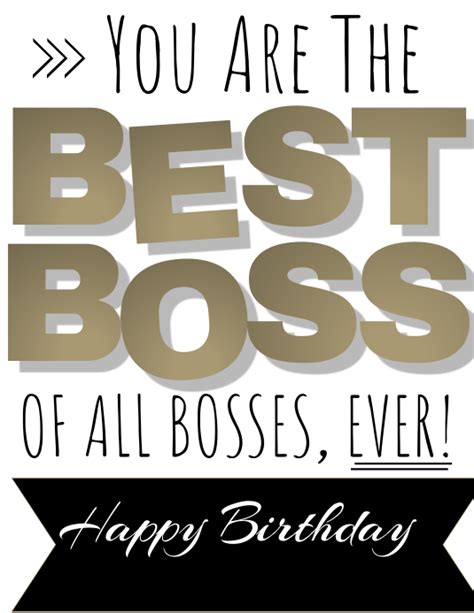 Free Printable Happy Birthday Boss Card / Bosses Birthday Card Template