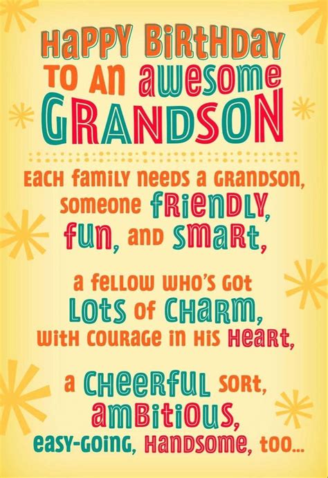 Cheerful Handsome Fun Smart Grandson Birthday Card Printable Birthday