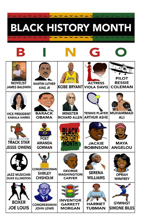 Black history month Bingo Cards to Download, Print and Customize!