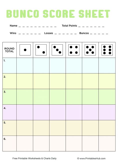 Free Printable Bunco Score Sheets + Table Tally Sheet [PDF