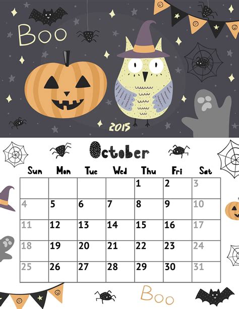 Free Printable Calendar October 2015