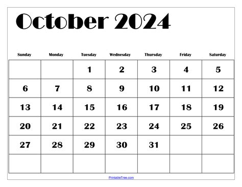 Free Printable Calender October 2024