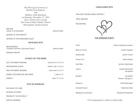 Free Printable Catholic Wedding Program Template