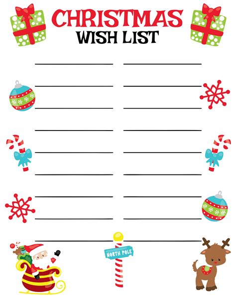 Christmas Gift Wish List For Kids Printable