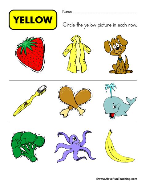 The Color Yellow Worksheets 99Worksheets