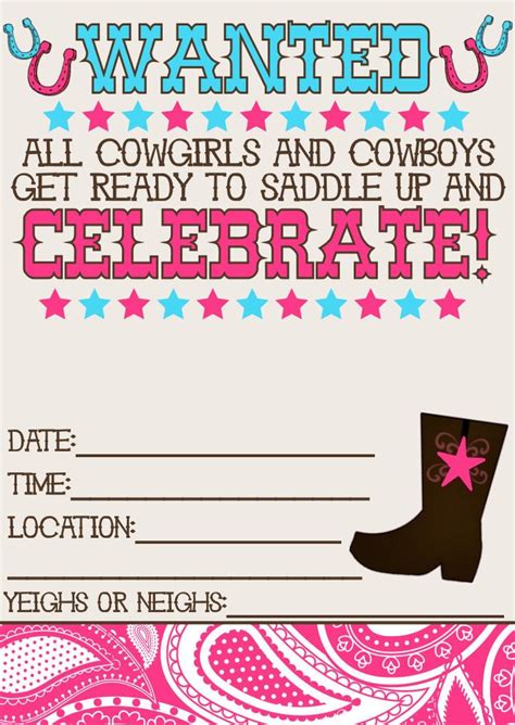 8 Best Images of Printable Western Birthday Invitations Free