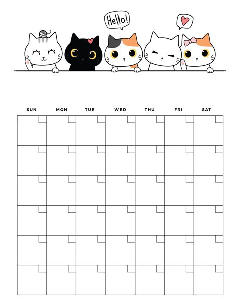 Free Printable Cute Blank Calendar